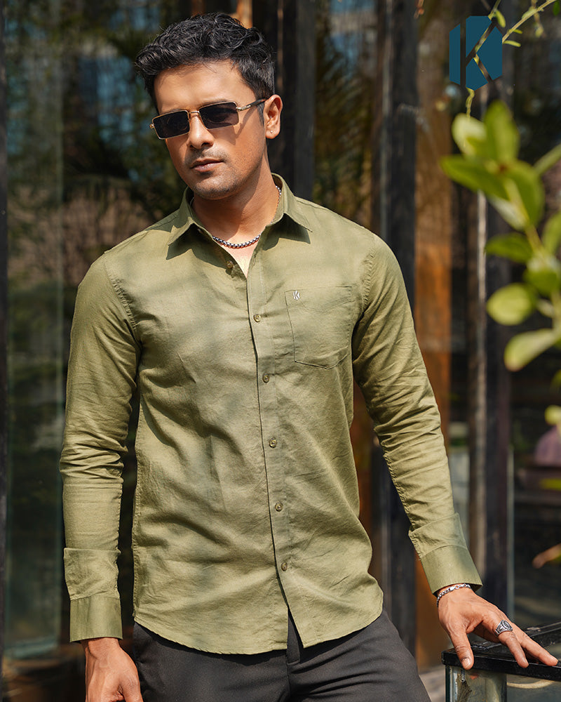 Sage Green Remi Cotton Full Sleeve Shirt for Men – Premium Office and  Smart-Casual Wear