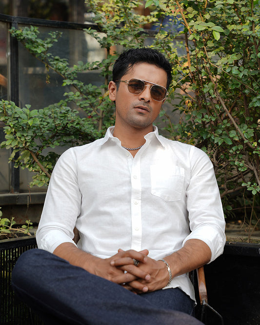 White Remi Cotton Full Sleeve Shirt for Men – The Ultimate Versatile Essential
