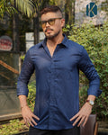 Deep Navy Blue Remi Cotton Full Sleeve Shirt for Men – Sharp Office & Smart-Casual Wear