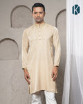 Beige Gold Embroidered Panjabi for Men