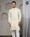 Cream Embroidered Panjabi for Men