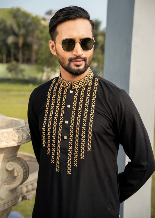 Embroidery  Exclusive   Black Panjabi