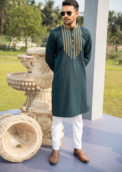 Green  Embroidery Premium  Panjabi
