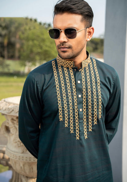 Green  Embroidery Premium  Panjabi