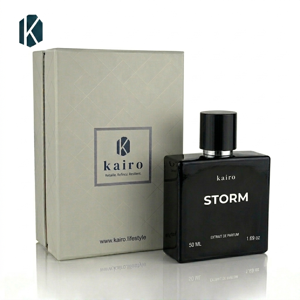 Kairo Storm Perfume for Men — Premium Sweet-Spicy-Woody Fragrance Extrait de Parfum | 40% Oil Concentration | Similar to Armani Stronger With You