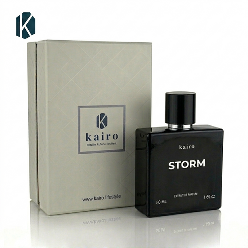 Kairo Storm Perfume for Men — Premium Sweet-Spicy-Woody Fragrance Extrait de Parfum | 40% Oil Concentration | Similar to Armani Stronger With You