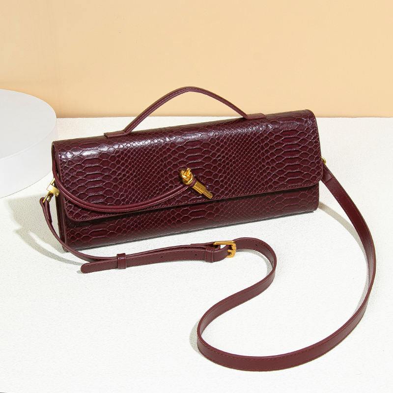 The Empress Crocodile-Embossed Organ Clutch Premium Animal Print Crossbody & Banquet Square Bag