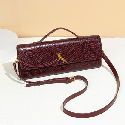 The Empress Crocodile-Embossed Organ Clutch Premium Animal Print Crossbody & Banquet Square Bag