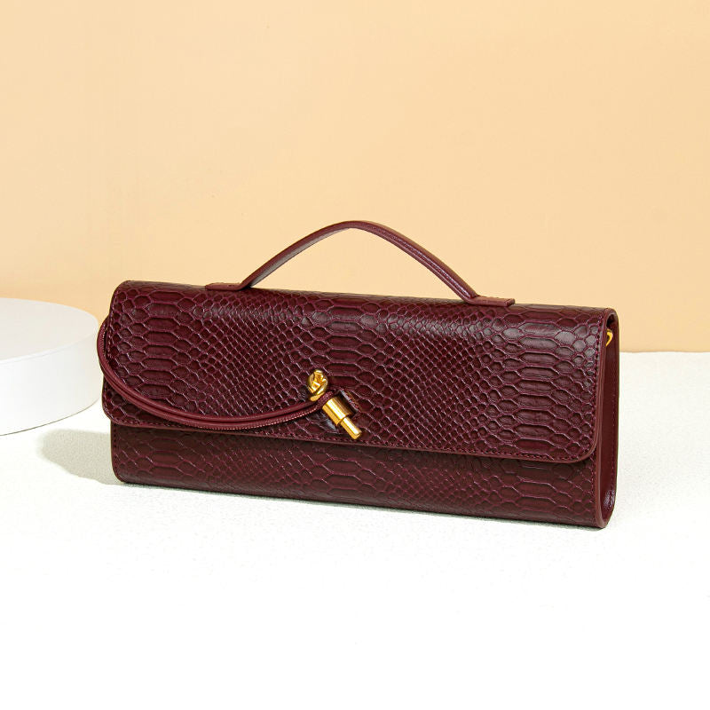 The Empress Crocodile-Embossed Organ Clutch Premium Animal Print Crossbody & Banquet Square Bag