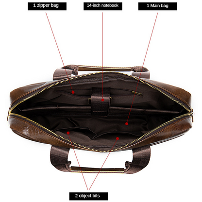 Men’s First Layer Cowhide Genuine Leather Briefcase