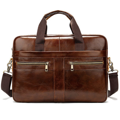 Men’s First Layer Cowhide Genuine Leather Briefcase