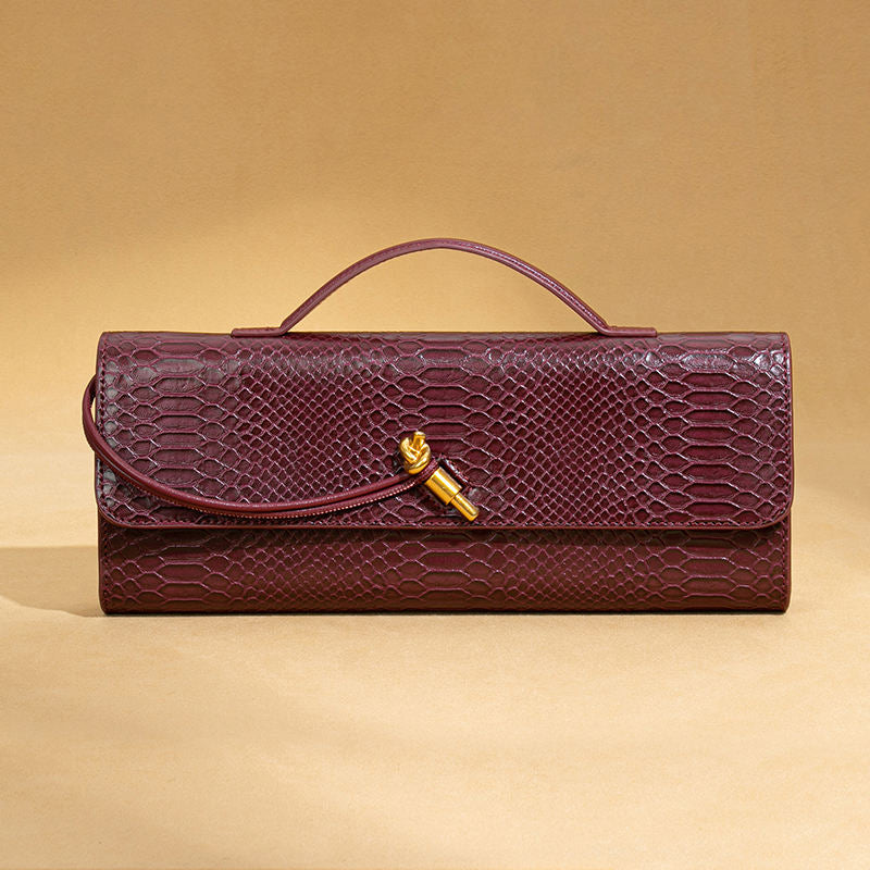 The Empress Crocodile-Embossed Organ Clutch Premium Animal Print Crossbody & Banquet Square Bag