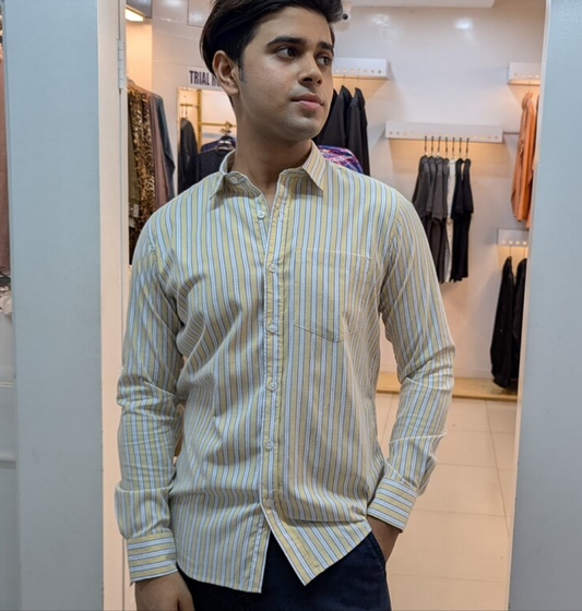 Yallow  and white stripe full sleeve shirt.
