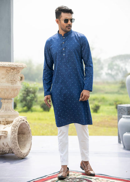 Blue  Printed Exclusive Panjabi