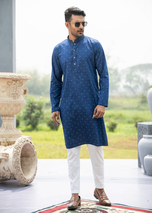 Blue  Printed Exclusive Panjabi