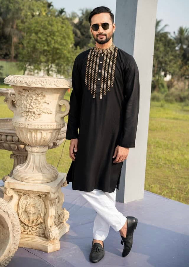 Embroidery  Exclusive   Black Panjabi