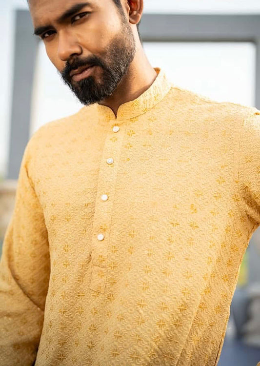 Yellow colour Premium  panjabi