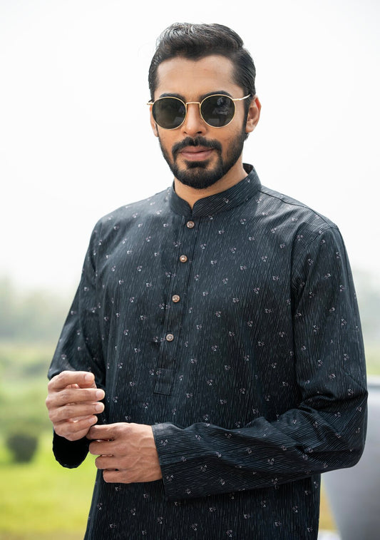Black Printed  Exclusive Panjabi