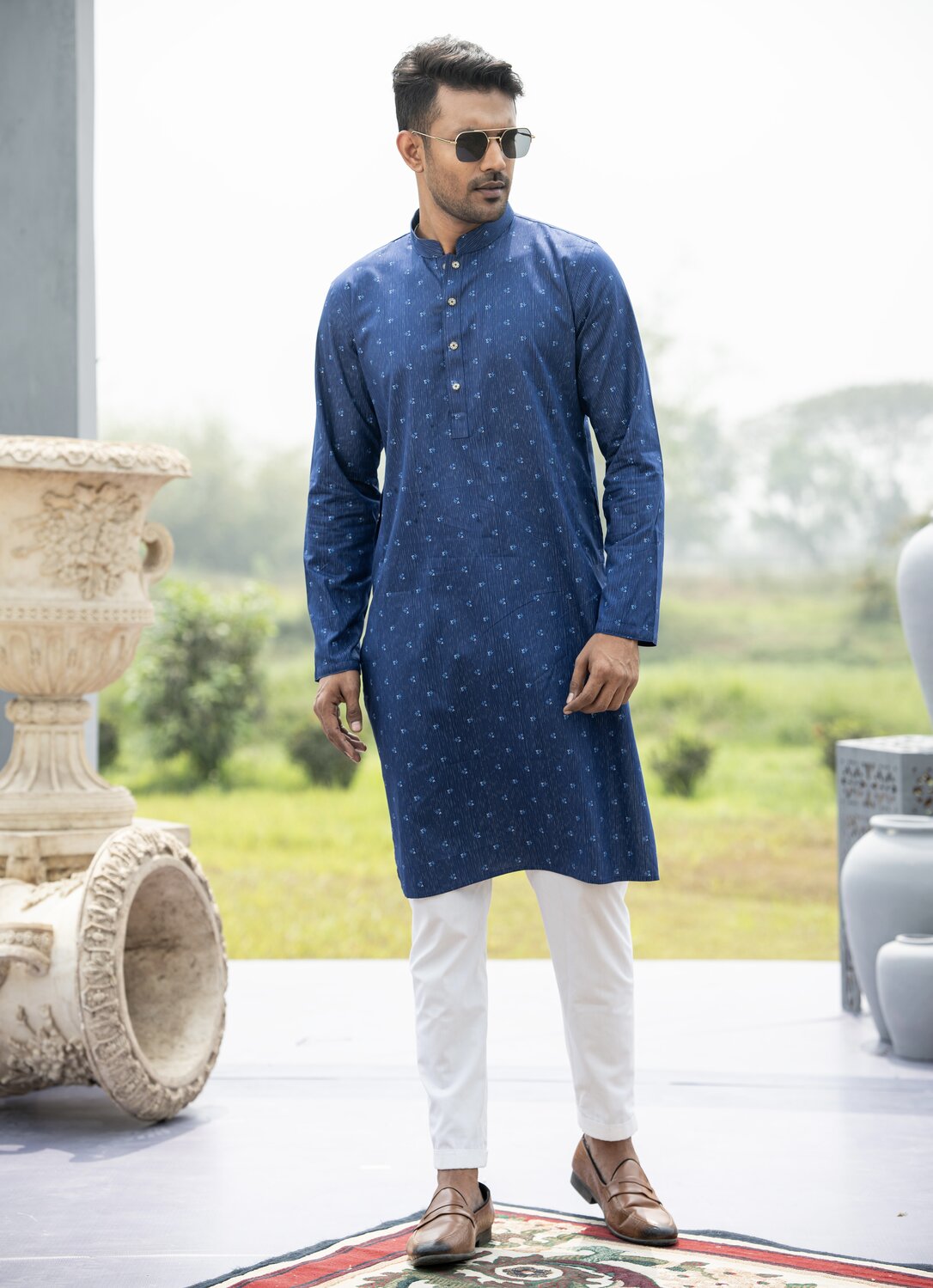 Blue  Printed Exclusive Panjabi