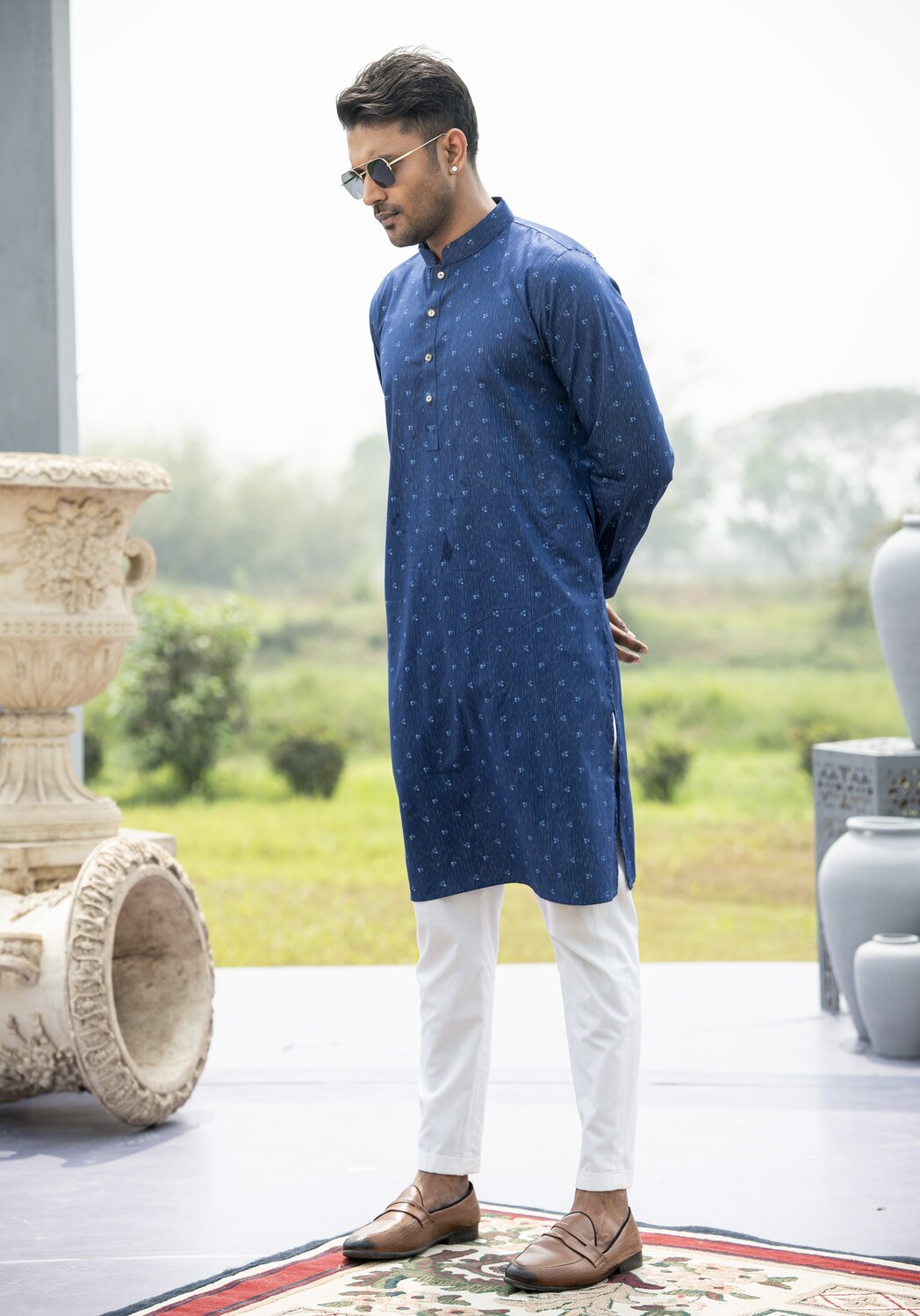 Blue  Printed Exclusive Panjabi
