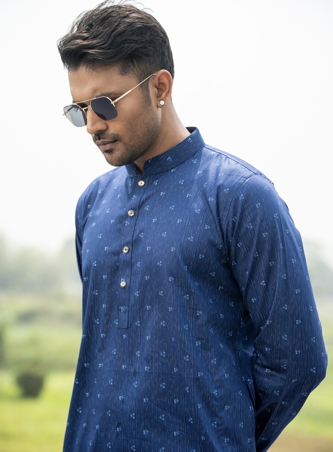 Blue  Printed Exclusive Panjabi