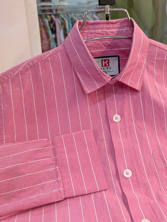 Pink  colour  stripe  full sleeve shirt