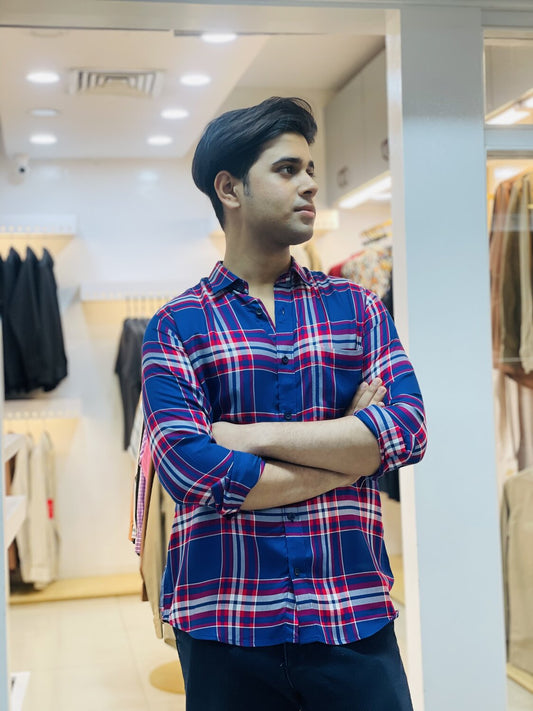 Blue and red check full sleeve shirt