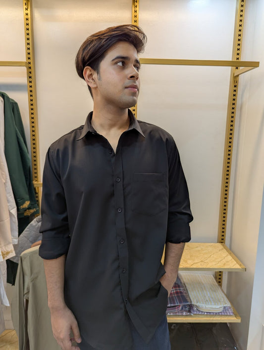 Black solid premium full sleeve shirt