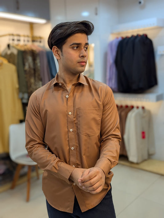 Coffee color full sleeve shirt.
