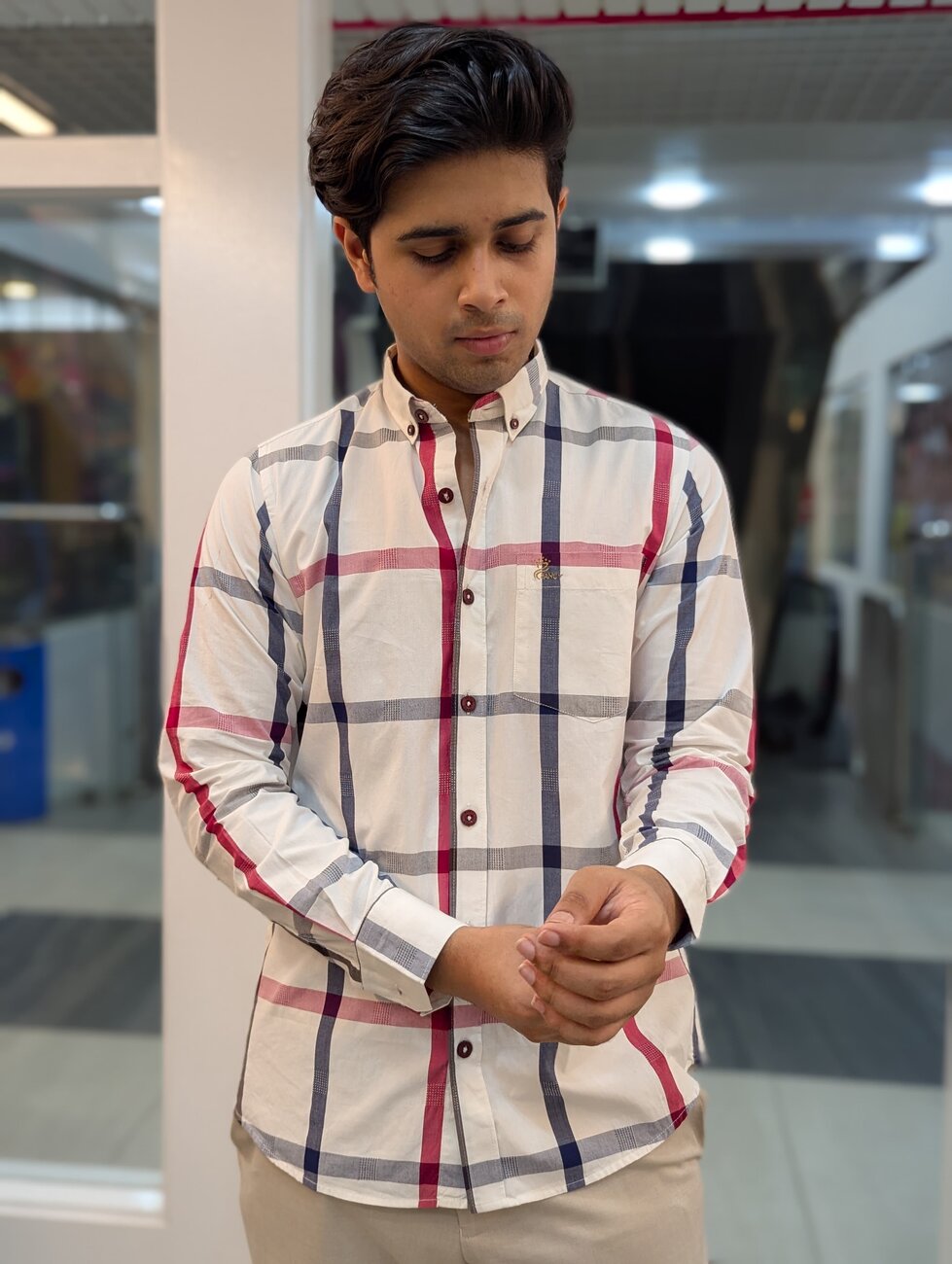 White Check Full Sleeve Shirt