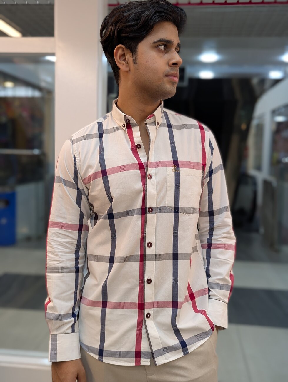 White Check Full Sleeve Shirt