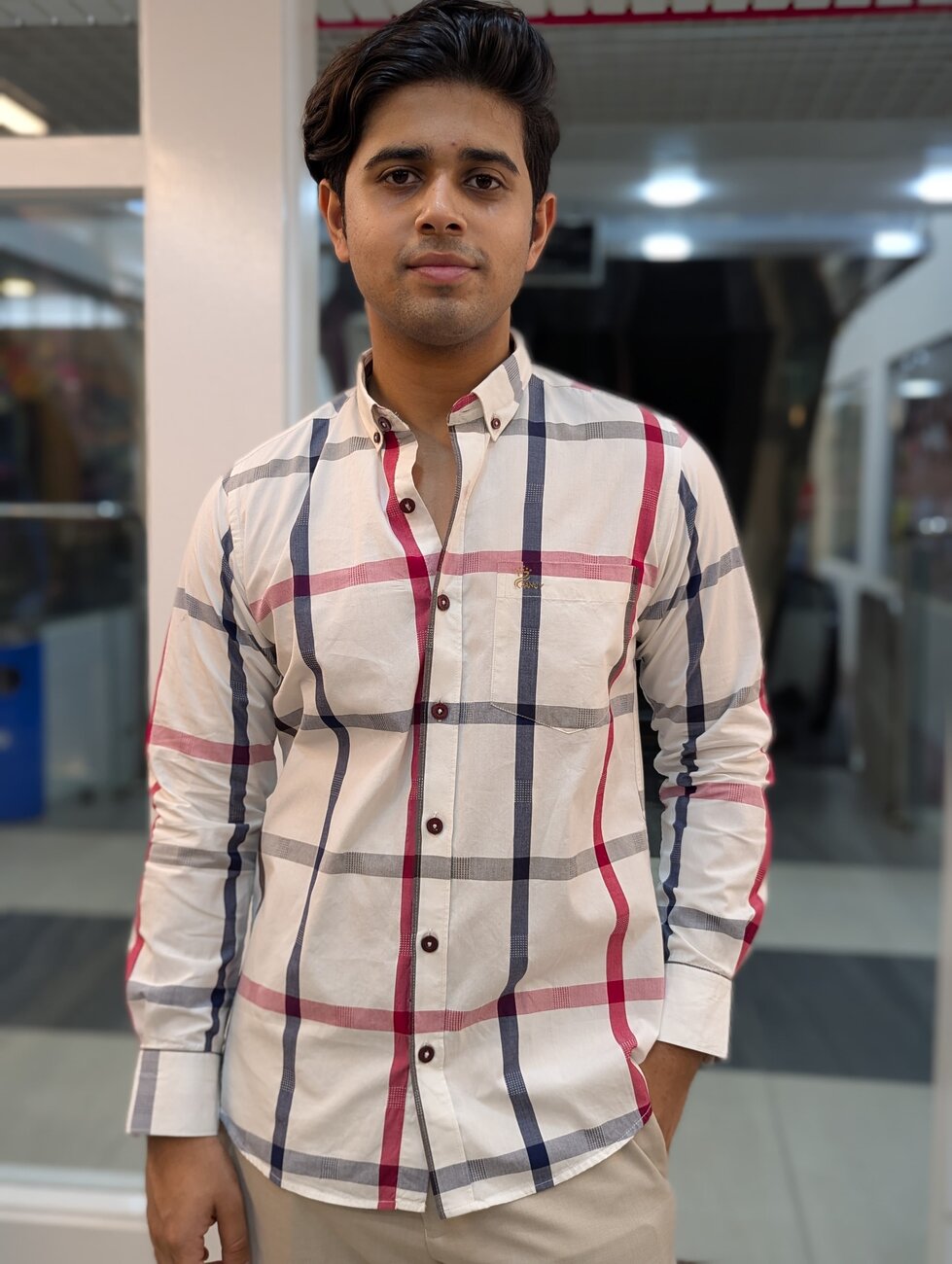 White Check Full Sleeve Shirt