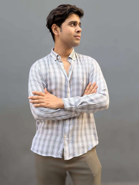 Black And White Check Full Sleeve Shirt