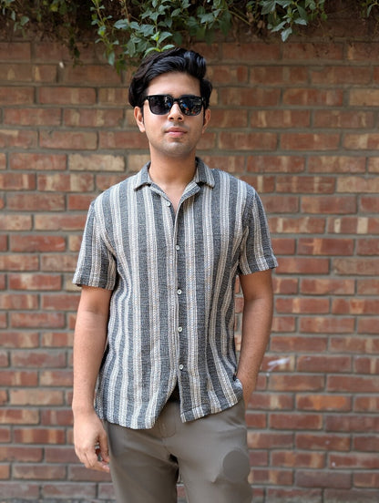 Black and Cream Premium Half Sleeve Shirt