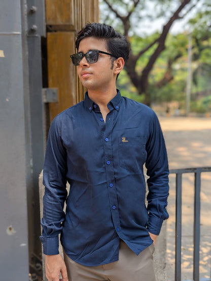 Blue Cotton Full Sleeve Shirt