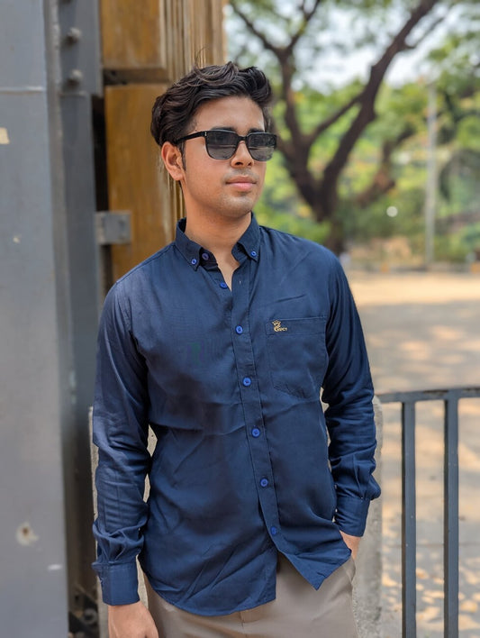 Blue Cotton Full Sleeve Shirt
