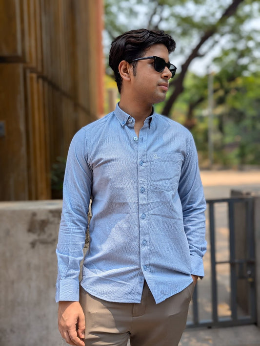 Sky Blue Fancy Cotton Full Sleeve Shirt
