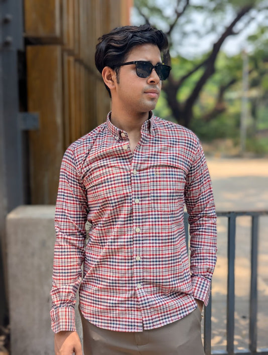 Red And Black Cotton Full Sleeve Shirt