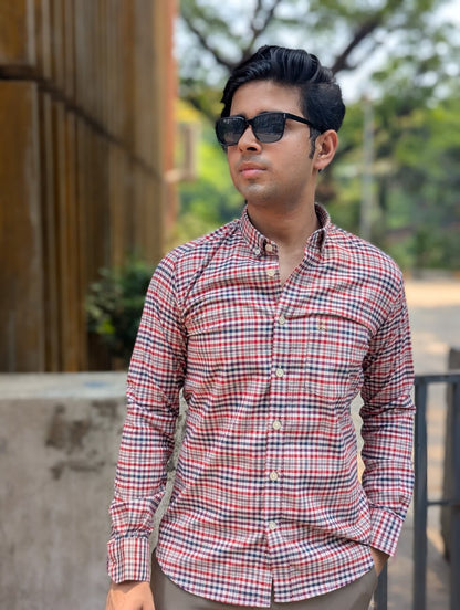 Red And Black Cotton Full Sleeve Shirt