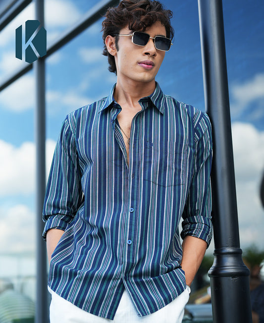 Black And Blue Cotton  Full Sleeve Shirt – Kairo