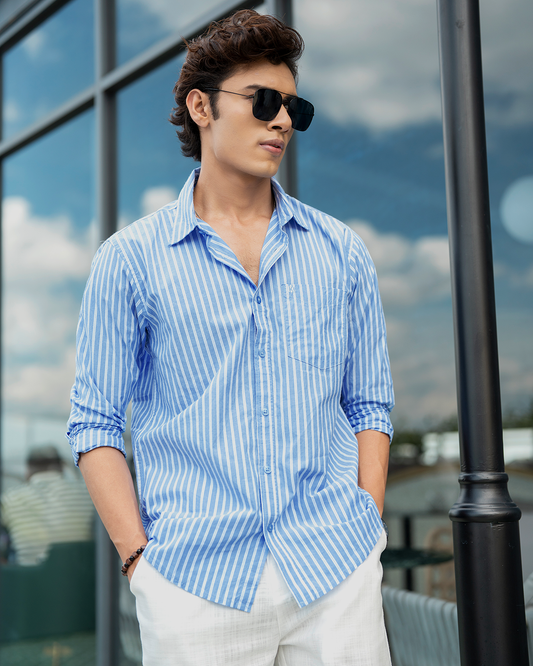 Blue and white stripes  Full Sleeve Shirt – Kairo