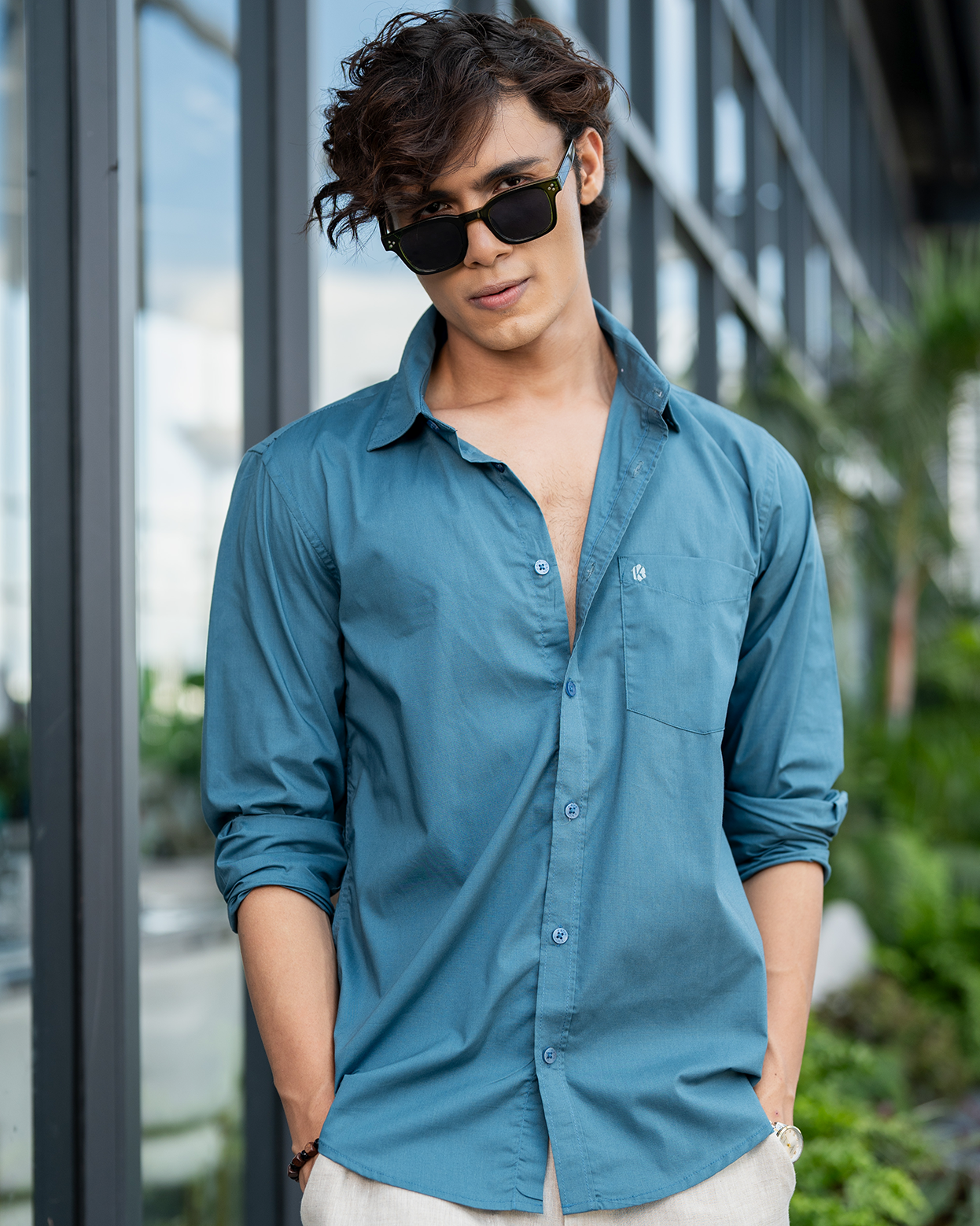 Steel Blue Cotton Full Sleeve Cotton Shirt – Kairo