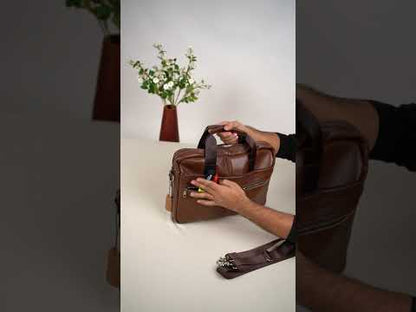 Men’s First Layer Cowhide Genuine Leather Briefcase