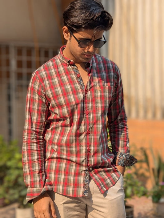 Red Green Check  Full Sleeve Shirt