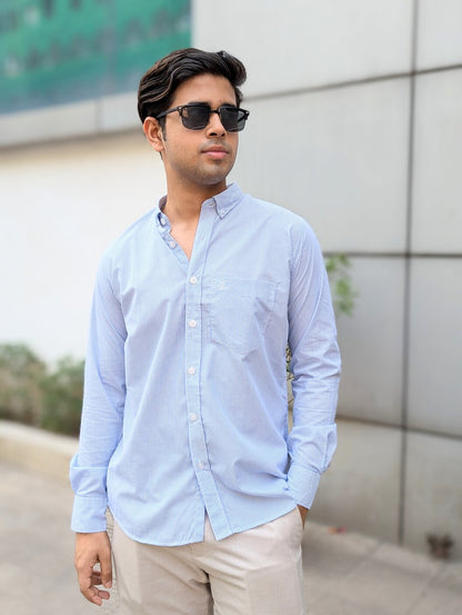 Classic Sky Blue Stripe Full Sleeve Shirt