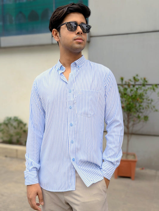 Sky Blue Stripe Full Sleeve Shirt