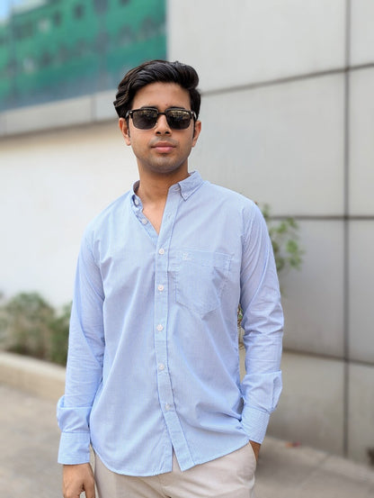 Classic Sky Blue Stripe Full Sleeve Shirt